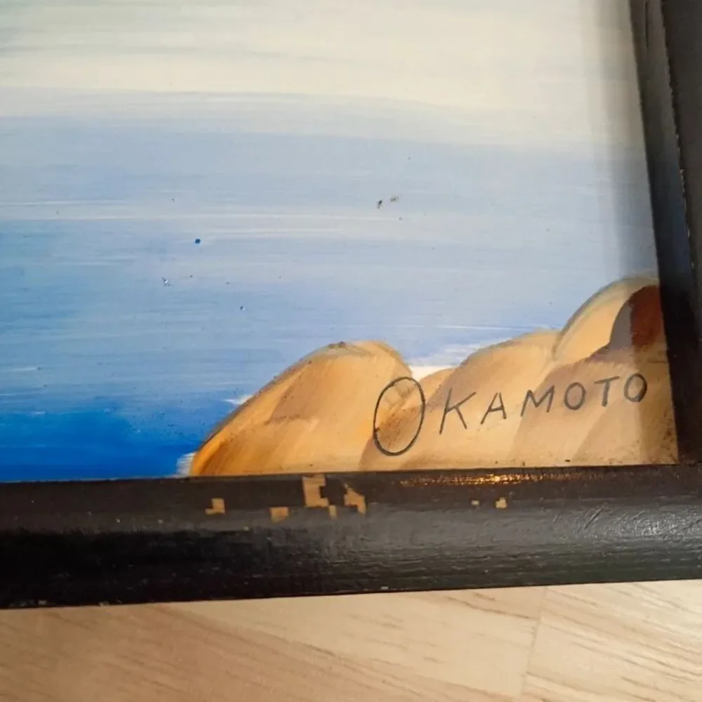 Okamoto Signed Japanese Art Mid-Century Modern Vibrant Hand Painted Tiles